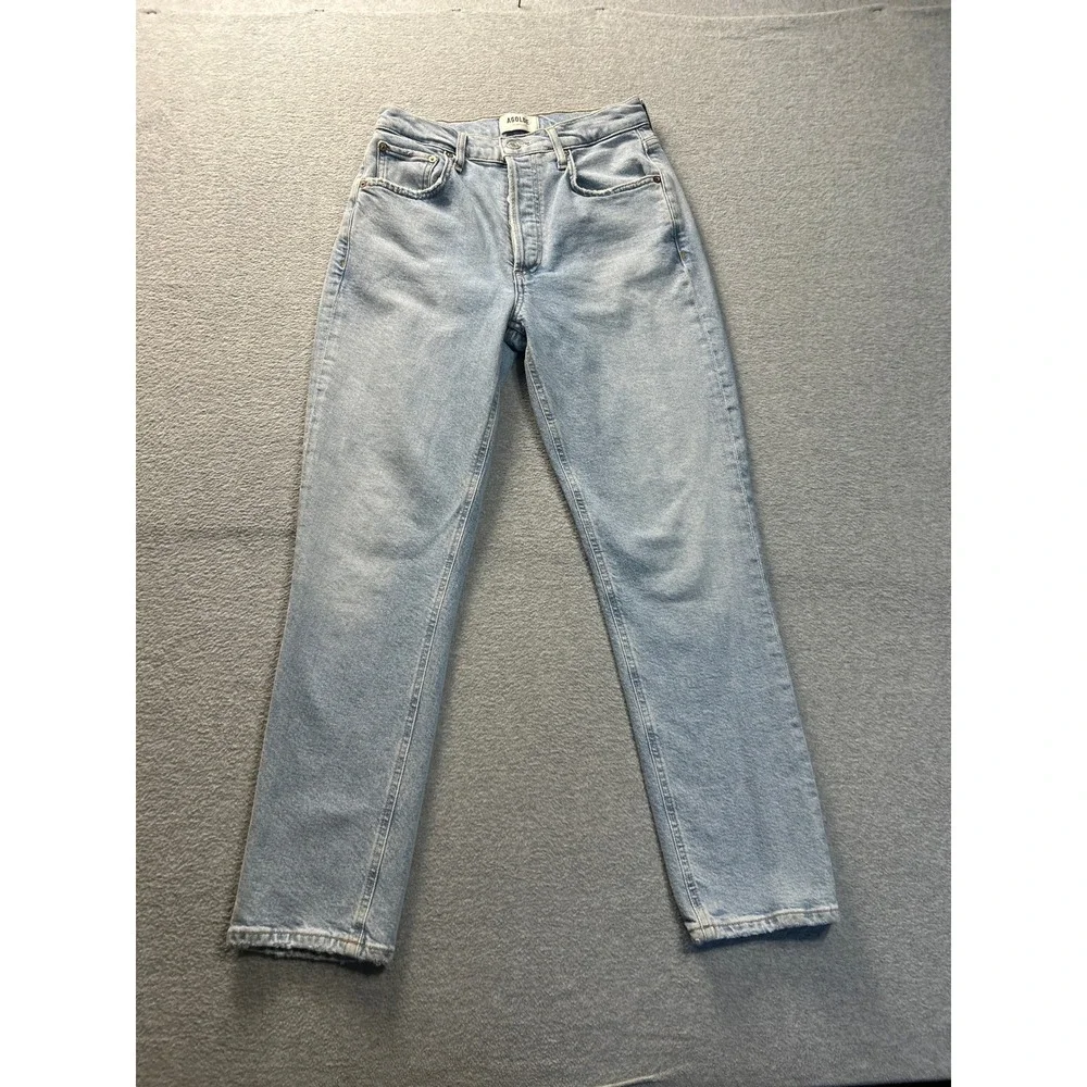 AGOLDE High Rise Straight Leg Jeans Womens Size 25 Light Wash Blue Premium Denim